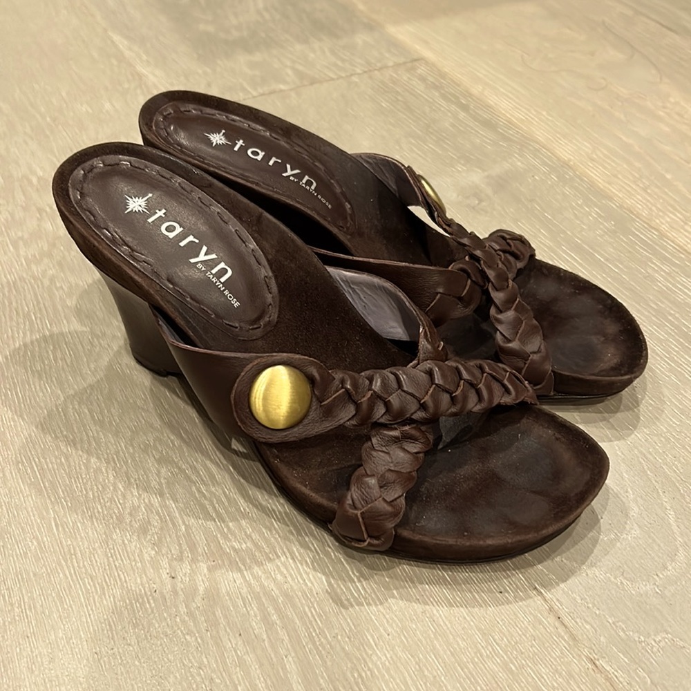 Taryn by Taryn Rose suede and leather wedge sandal